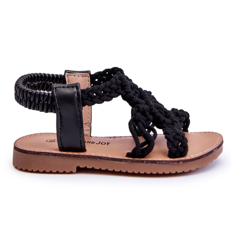 Sandalias Infantiles Sin Cordones Trenzadas Tracy Negras negro