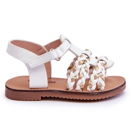 Sandalias Infantiles Velcro Con Rayas Blanco Sammy