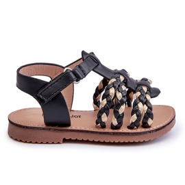 Sandalias Infantiles Velcro Con Rayas Negro Sammy