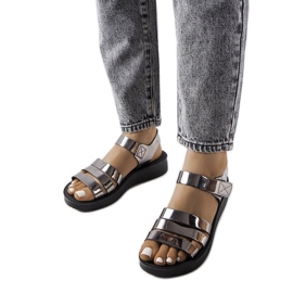 Sandalias cuña lacadas grises de Covillon