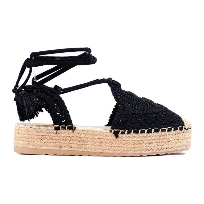 Alpargatas negras con plataforma de Shelovet boho negro