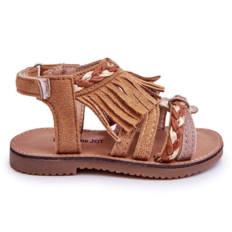 Sandalias Infantiles Velcros Con Borlas Marrón Missy