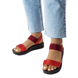 Sandalias rojas con purpurina de Amatous rojo