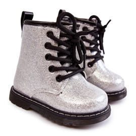 FR1 Botas Infantiles Cálidas Con Cremallera Lacado Plata Goopy