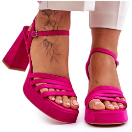 FB2 Sandalias Mujer Plataforma Ante Fucsia Verda rosa