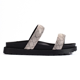 Pantuflas negras de mujer con suela gruesa Shelovet plata Pantuflas negras de mujer con suela gruesa Shelovet plata