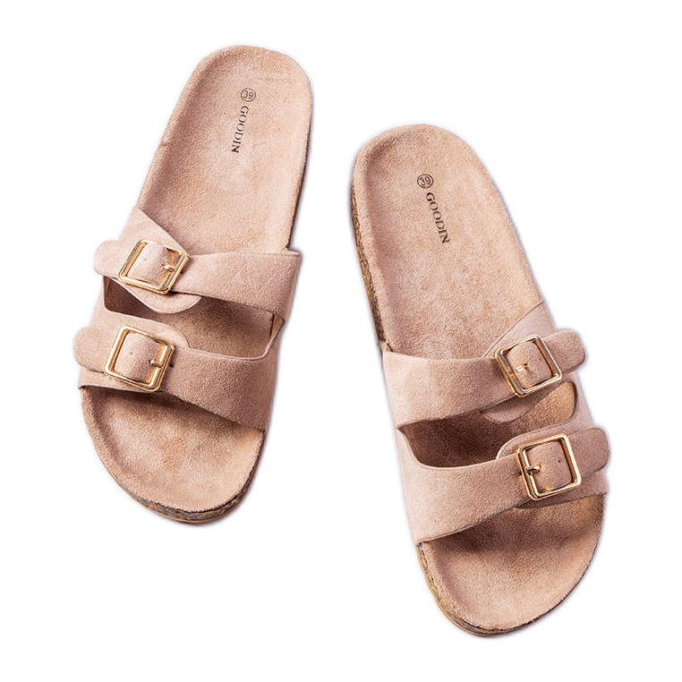 Goodin Chanclas beige con suela de corcho de Cincinna