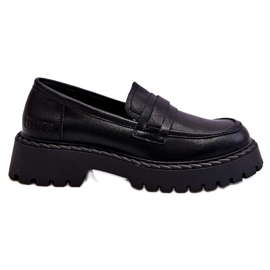 Mocasines Mujer Big Star Cuero Zapatos LL274458 Negro