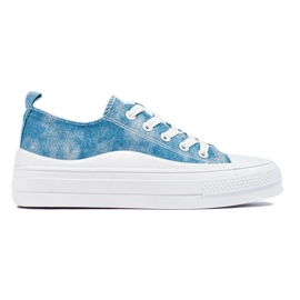 Zapatillas de mezclilla para mujer en la plataforma Shelovet. azul Zapatillas de mezclilla para mujer en la plataforma Shelovet. azul
