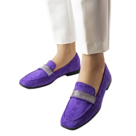 Mocasines morados con pedrería Mignonette violeta Mocasines morados con pedrería Mignonette violeta