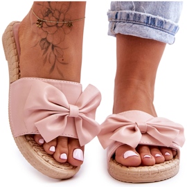FK1 Zapatillas de mujer de moda con un lazo Estera rosa. rosado