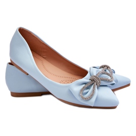 WS1 Bailarinas Elegantes Con Lazo Y Pedrería Única Azul