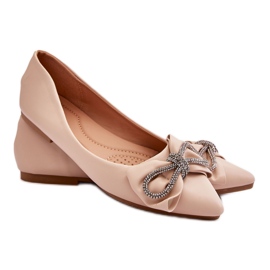 WS1 Bailarinas Elegantes Con Lazo Y Joyas Beige One Time