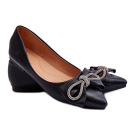 WS1 Bailarinas Elegantes Con Lazo Y Joyas Negras One Time negro
