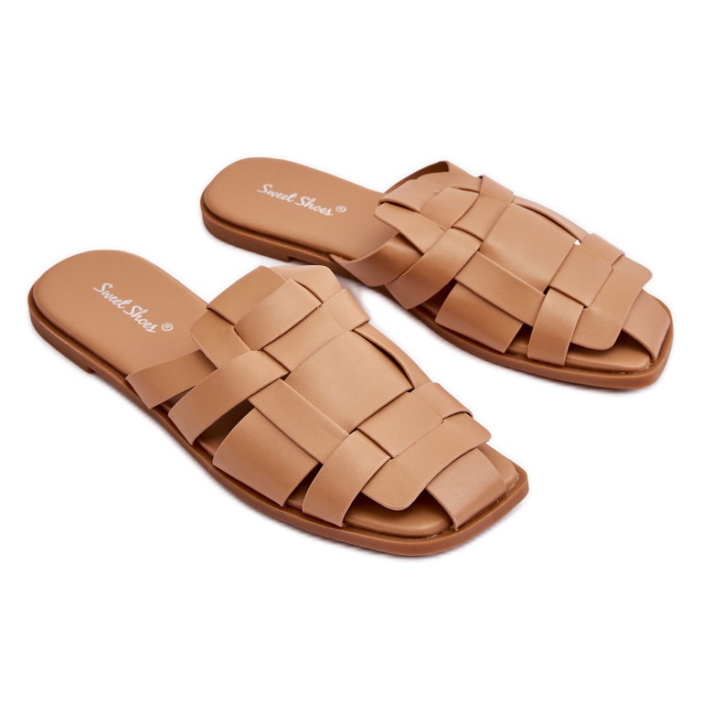 WS1 Pantuflas Mujer Rayas Beige Reyna