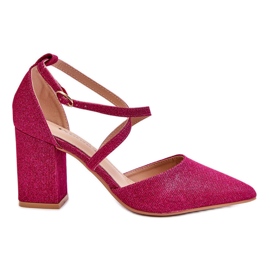 WS1 Bombas de brillo de moda en talón fucsia galaxy rosa