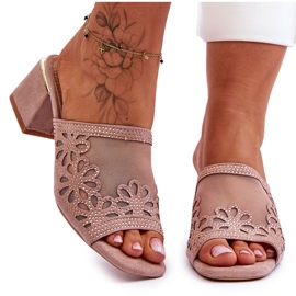 S.Barski Tacones para mujeres con malla y circones S. Barski KV-612-1 Beige