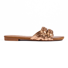 Pantuflas de mujer Shelovet trenzadas doradas dorado