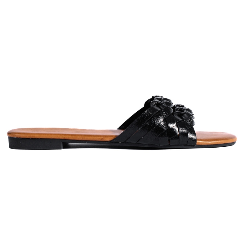 Pantuflas trenzadas Shelovet negras para mujer negro
