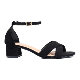 Sandalias de tacón bajo en ante negras de Shelovet negro