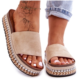 WR1 Pantuflas Mujer Ante Liso Beige Hayen