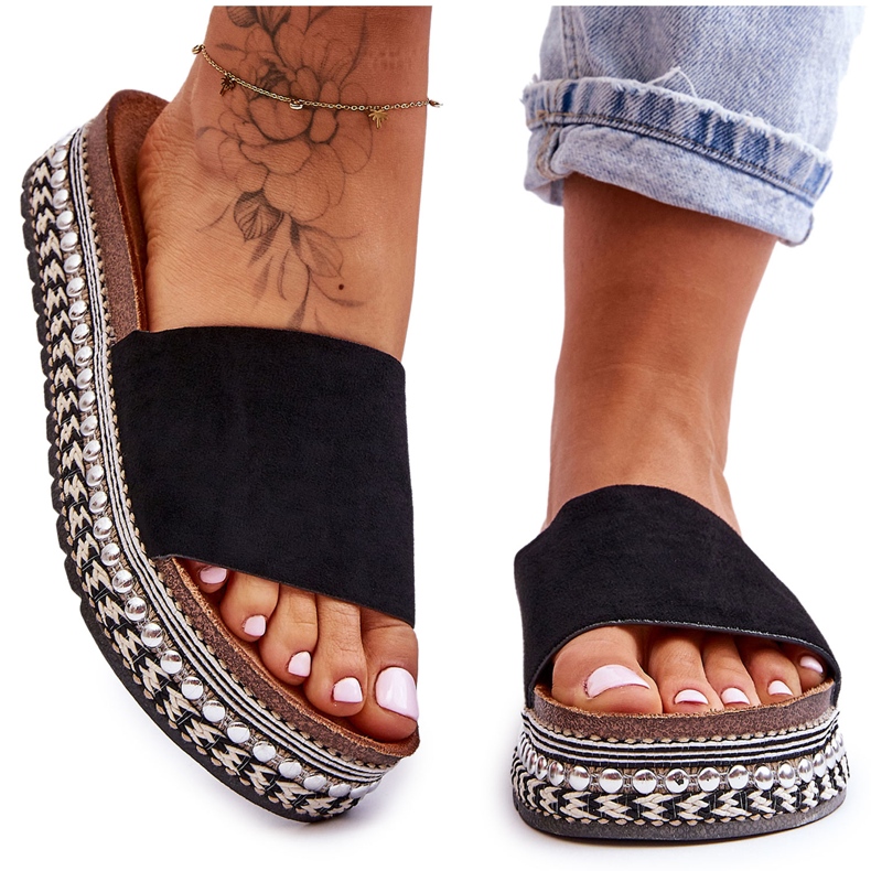 WR1 Pantuflas Mujer Ante Liso Negro Hayen