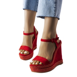 Sandalias de cuña rojas de Inala rojo