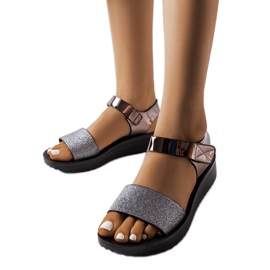 Sandalias cuña Blask grises negro