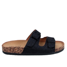 Pantuflas de corcho negras con purpurina Alexa negro