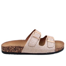 Pantuflas de corcho con purpurina dorada Alexa dorado