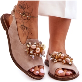 Sandalias Planas Ante Nicole 2805/042 Beige