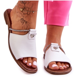 Sandalias De Mujer Con Tacón Plano Nicole 2806/009 Blanco