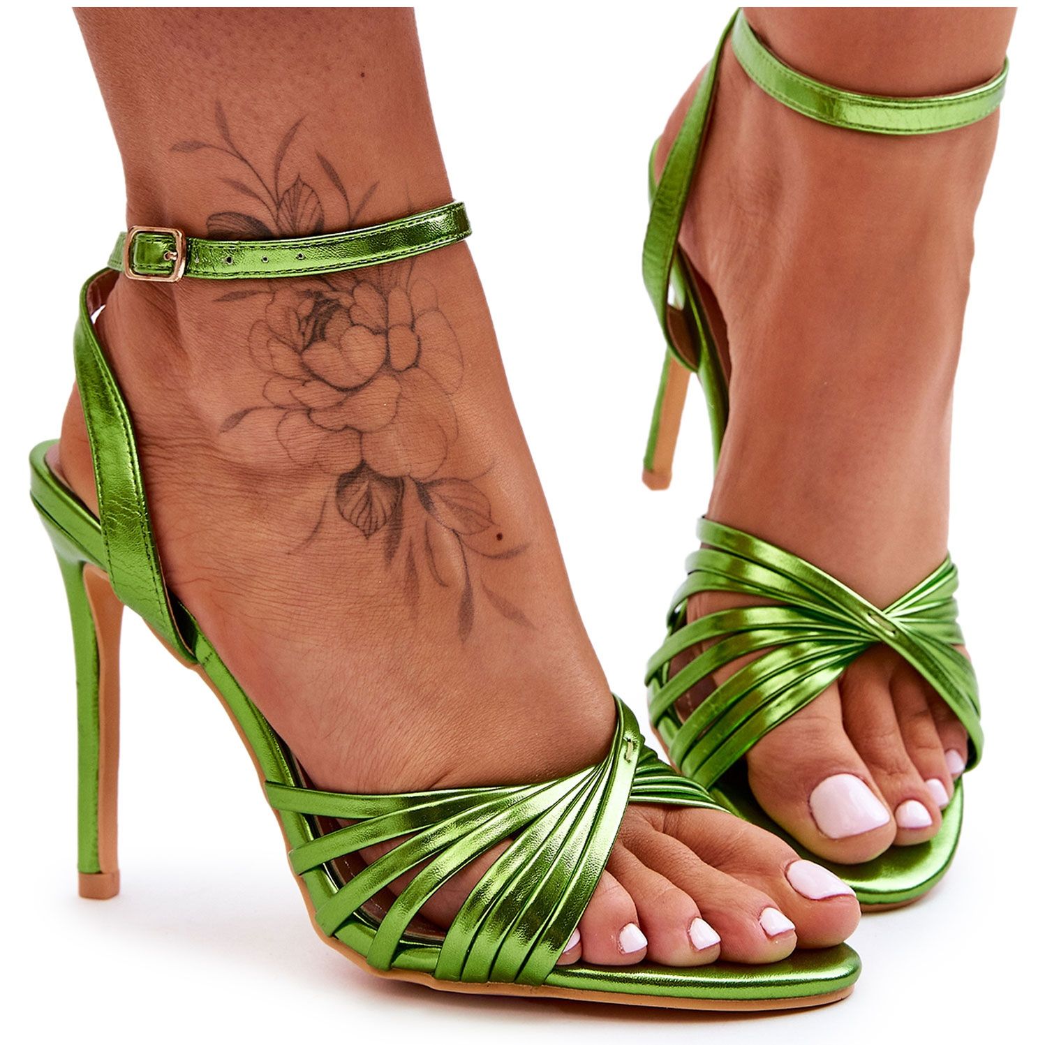Sandalias de tacón alto verdes para mujer My Darling