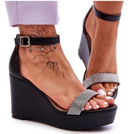 WD1 Sandalias De Cuña De Cuero De Moda Negro Arwen WD1 Sandalias De Cuña De Cuero De Moda Negro Arwen