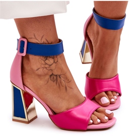 Elegantes Sandalias De Tacón Rosa Y Azul Sorel