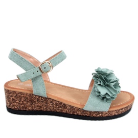 Sandalias cuña flores Pionter Green verde