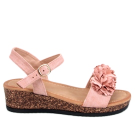 Sandalias cuña flores Pionter Rosa