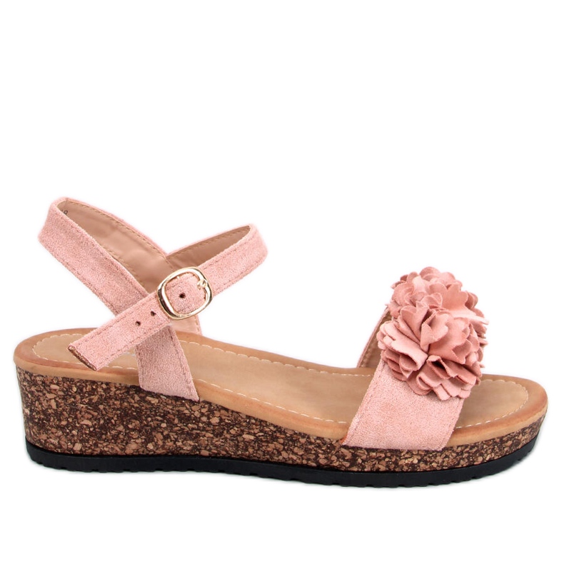 Sandalias cuña flores Pionter Rosa rosado