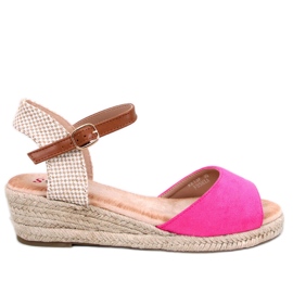 Sandalias tipo alpargata con cuña fucsia de Eakes rosa