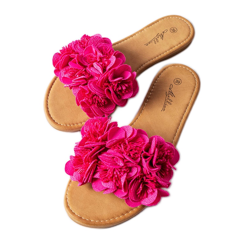 Babucha Alfrida rosa con flores rosado