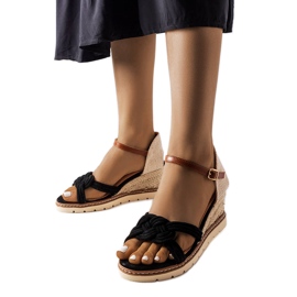 Sandalia cuña Arabela negra negro Sandalia cuña Arabela negra negro