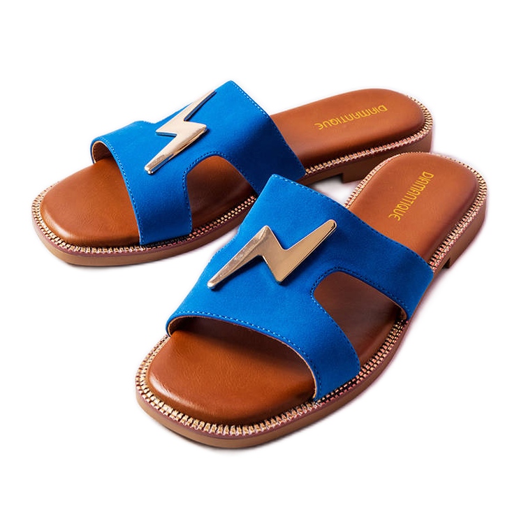 Chanclas planas azules de Leyra