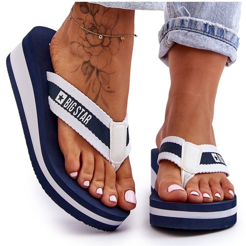 Chanclas Mujer Cuña Big Star HH274A094 Azul Marino
