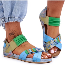 Sandalias De Cuero Con Vira Maciejka 03375-34 Azul