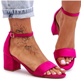 Sandalias clásicas de tacón bajo Honeymoon ante fucsia rosa