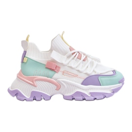 PS1 Zapatillas deportivas calcetín sin cordones para mujer Blanco/Púrpura Keaton
