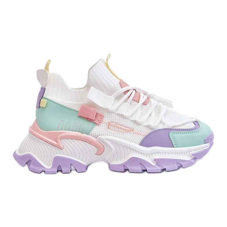 PS1 Zapatillas deportivas calcetín sin cordones para mujer Blanco/Púrpura Keaton