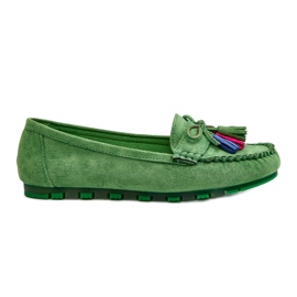 PS1 Mocasines Ante Lazo Y Flecos Verde Dorine