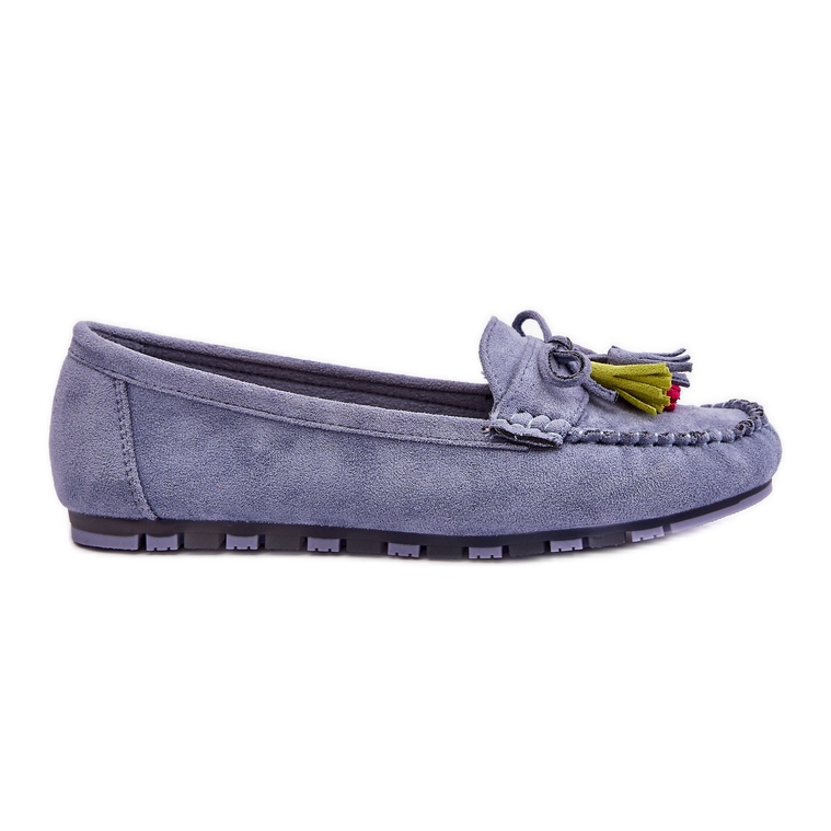 PS1 Mocasín Dorine De Ante Azul Con Lazo Y Flecos