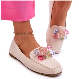 PS1 Mocasines de ante con cristales decorativos beige Arvilla